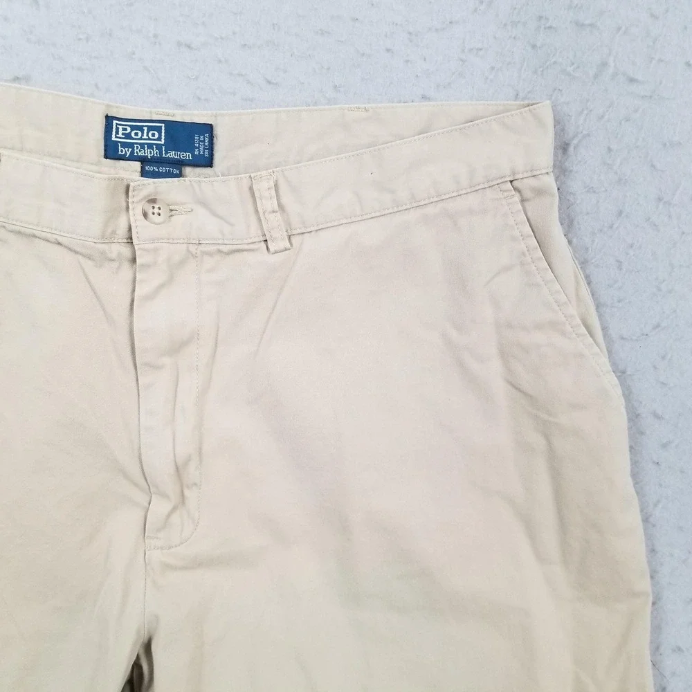 Polo Ralph Lauren Shorts Mens 38 Beige Chino Flat Front 10 Inseam Casual Summer